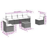7 Piece Garden Sofa Set with Cushions Black Poly Rattan - Close-Up Angle