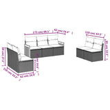 7 Piece Garden Sofa Set with Cushions Beige Poly Rattan - Rear View