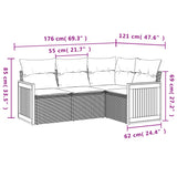 4 Piece Garden Sofa Set with Cushions Black Poly Rattan - Close-Up Angle