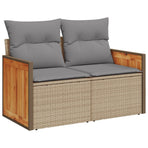 5 Piece Garden Sofa Set with Cushions Beige Poly Rattan
