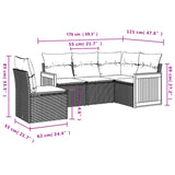 5 Piece Garden Sofa Set with Cushions Grey Poly Rattan - Close-Up Angle