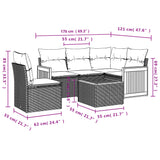 6 Piece Garden Sofa Set with Cushions Beige Poly Rattan - Low Angle