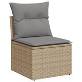 7 Piece Garden Sofa Set with Cushions Beige Poly Rattan - 45-Degree Angle