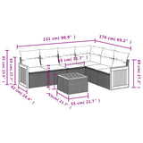 7 Piece Garden Sofa Set with Cushions Black Poly Rattan