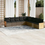 9 Piece Garden Sofa Set with Cushions Grey Poly Rattan