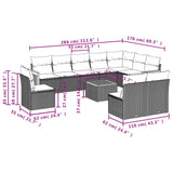 11 Piece Garden Sofa Set with Cushions Black Poly Rattan - Low Angle