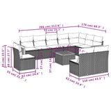 11 Piece Garden Sofa Set with Cushions Grey Poly Rattan - Low Angle