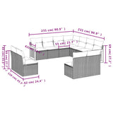 11 Piece Garden Sofa Set with Cushions Grey Poly Rattan - Close-Up Angle