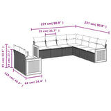 9 Piece Garden Sofa Set with Cushions Beige Poly Rattan