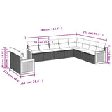 10 Piece Garden Sofa Set with Cushions Black Poly Rattan - Close-Up Angle