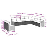 10 Piece Garden Sofa Set with Cushions Grey Poly Rattan - Close-Up Angle