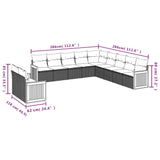 11 Piece Garden Sofa Set with Cushions Grey Poly Rattan - Close-Up Angle
