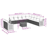 12 Piece Garden Sofa Set with Cushions Grey Poly Rattan - Low Angle