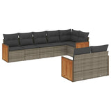 8 Piece Garden Sofa Set with Cushions Grey Poly Rattan