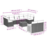 9 Piece Garden Sofa Set with Cushions Black Poly Rattan