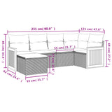 6 Piece Garden Sofa Set with Cushions Black Poly Rattan