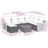 8 Piece Garden Sofa Set with Cushions Black Poly Rattan - Extra Image