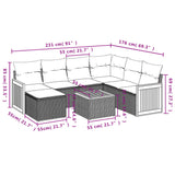 8 Piece Garden Sofa Set with Cushions Black Poly Rattan - Extra Image