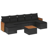 8 Piece Garden Sofa Set with Cushions Black Poly Rattan - Front View
