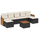 8 Piece Garden Sofa Set with Cushions Black Poly Rattan - Front View