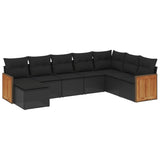8 Piece Garden Sofa Set with Cushions Black Poly Rattan - Front View