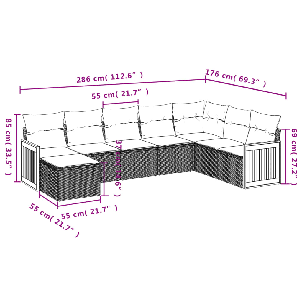 8 Piece Garden Sofa Set with Cushions Grey Poly Rattan