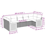 7 Piece Garden Sofa Set with Cushions Grey Poly Rattan