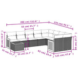 10 Piece Garden Sofa Set with Cushions Grey Poly Rattan - Low Angle