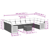 11 Piece Garden Sofa Set with Cushions Black Poly Rattan - Low Angle