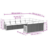 10 Piece Garden Sofa Set with Cushions Black Poly Rattan - Close-Up Angle