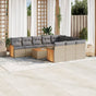 11 Piece Garden Sofa Set with Cushions Beige Poly Rattan