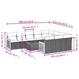 11 Piece Garden Sofa Set with Cushions Grey Poly Rattan - Low Angle