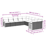 10 Piece Garden Sofa Set with Cushions Grey Poly Rattan - Close-Up Angle