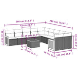 11 Piece Garden Sofa Set with Cushions Grey Poly Rattan - Low Angle