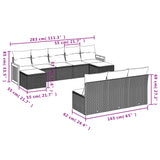10 Piece Garden Sofa Set with Cushions Black Poly Rattan - Low Angle