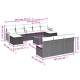 11 Piece Garden Sofa Set with Cushions Black Poly Rattan - Extra Image