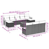 11 Piece Garden Sofa Set with Cushions Black Poly Rattan - Extra Image