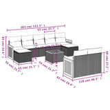 10 Piece Garden Sofa Set with Cushions Grey Poly Rattan - Low Angle