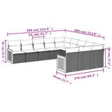 11 Piece Garden Sofa Set with Cushions Grey Poly Rattan - Close-Up Angle