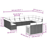 12 Piece Garden Sofa Set with Cushions Black Poly Rattan