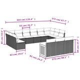 13 Piece Garden Sofa Set with Cushions Grey Poly Rattan - Close-Up Angle