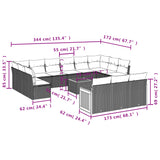 14 Piece Garden Sofa Set with Cushions Grey Poly Rattan - Close-Up Angle