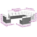 12 Piece Garden Sofa Set with Cushions Grey Poly Rattan