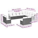 12 Piece Garden Sofa Set with Cushions Grey Poly Rattan - Close-Up Angle