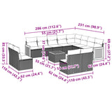 13 Piece Garden Sofa Set with Cushions Black Poly Rattan - Low Angle