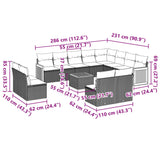 13 Piece Garden Sofa Set with Cushions Beige Poly Rattan - Low Angle