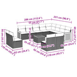 13 Piece Garden Sofa Set with Cushions Grey Poly Rattan