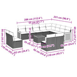 13 Piece Garden Sofa Set with Cushions Grey Poly Rattan - Low Angle