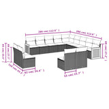 13 Piece Garden Sofa Set with Cushions Black Poly Rattan - Close-Up Angle