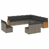 13 Piece Garden Sofa Set with Cushions Grey Poly Rattan